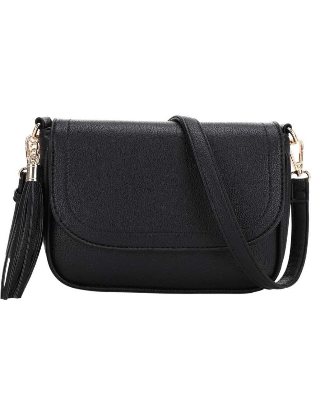 Trendy Small Crossbody Bag for Women - Flap Saddle Purse with Tassel, Vegan